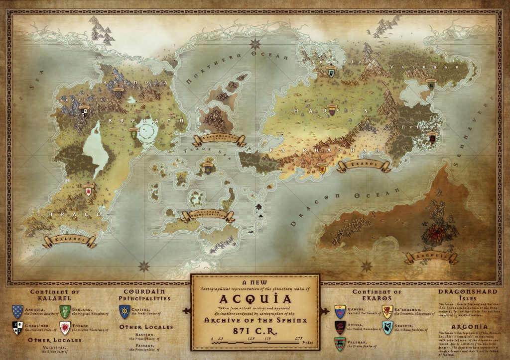World map of the fantasy world of Acquia